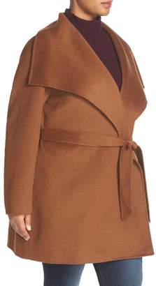 T Tahari 'Ella' Wrap Coat (Plus Size)