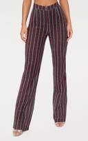 Thumbnail for your product : PrettyLittleThing Silver Glitter Stripe Dip Waist Trousers