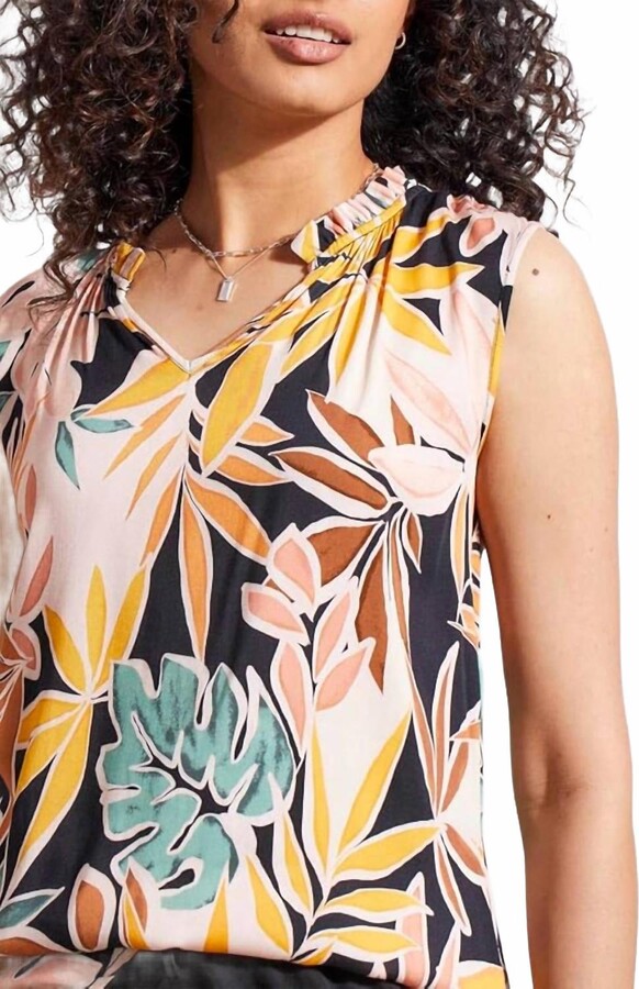 Frill Neck Blouse In Apricot Tan