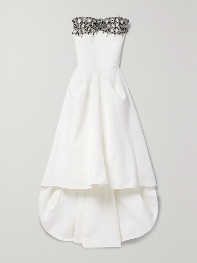 Maticevski Rekindle Strapless Embellished Pleated Crepe Gown - White