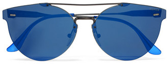 RetroSuperFuture Tuttolente Giaguaro Round-frame Acetate And Metal Mirrored Sunglasses