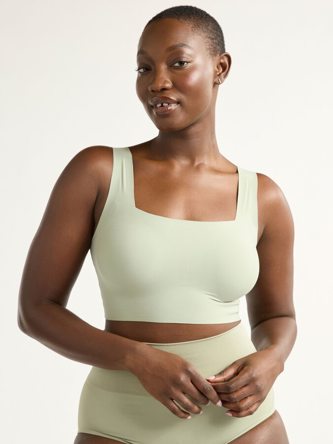 Joyspun Women’s Wire-Free Bonded Longline Square Neck Bra, Sizes XS-3XL