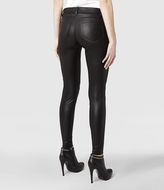 Thumbnail for your product : AllSaints Leather Zip Skinny Jeans