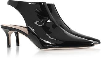 Christopher Kane Black Patent Leather Open Back Booties