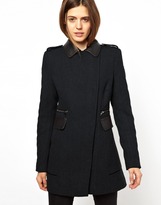 Thumbnail for your product : ASOS Skater Coat with Quilted Biker Details