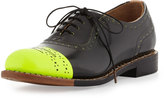 Thumbnail for your product : Angela The Office of Scott Mr. Dorchester Neon Cap-Toe Oxford, Black/Yellow