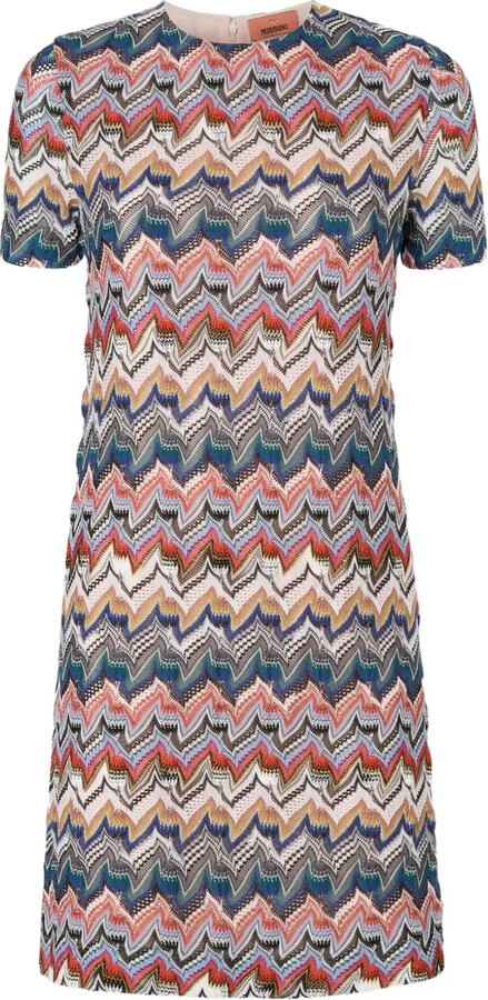 Zigzag Lamé knit mini dress