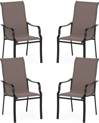 Red Barrel Studio Patio Dining Chair Set of 4 High Backrest Dining Furniture with Wide Seat