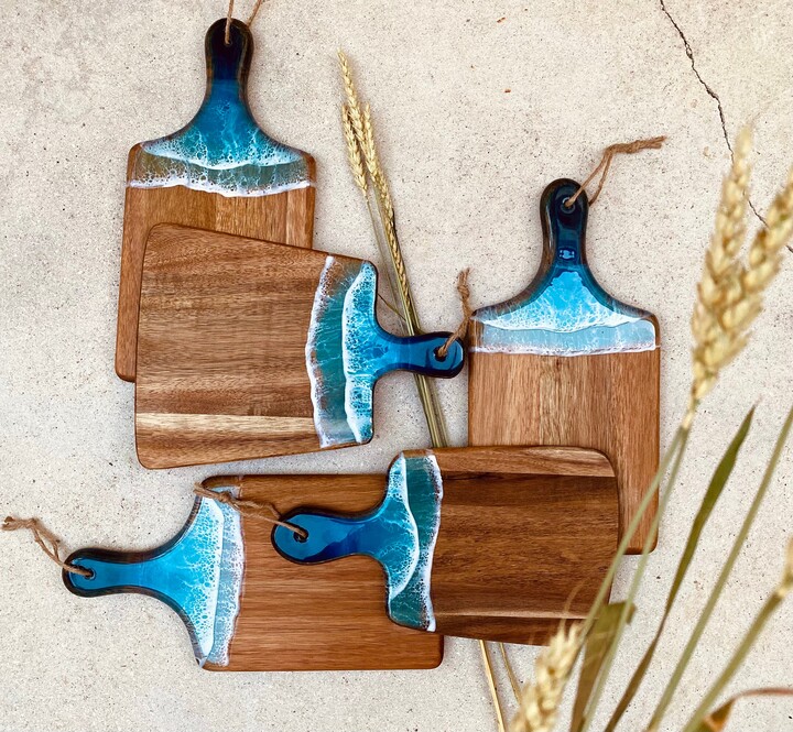 Charcuterie Board/Cheese Board Serving Tray With Resin Art | Mini & Small