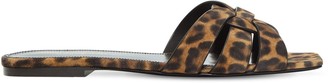 Saint Laurent 10mm Nu Pied Leopard Print Suede Sandals