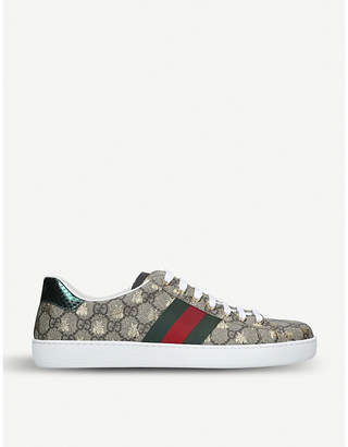 Gucci New Ace golden bee-embroidered canvas trainers