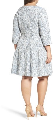 Eliza J Plus Size Women's Pintuck Lace Fit & Flare Dress