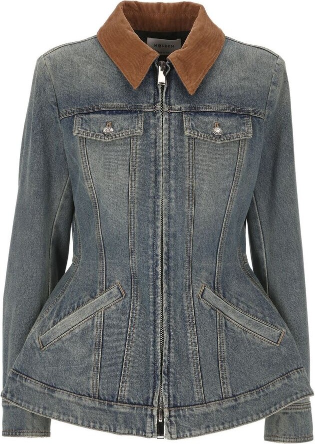 Alexander McQueen Peplum Denim Jacket