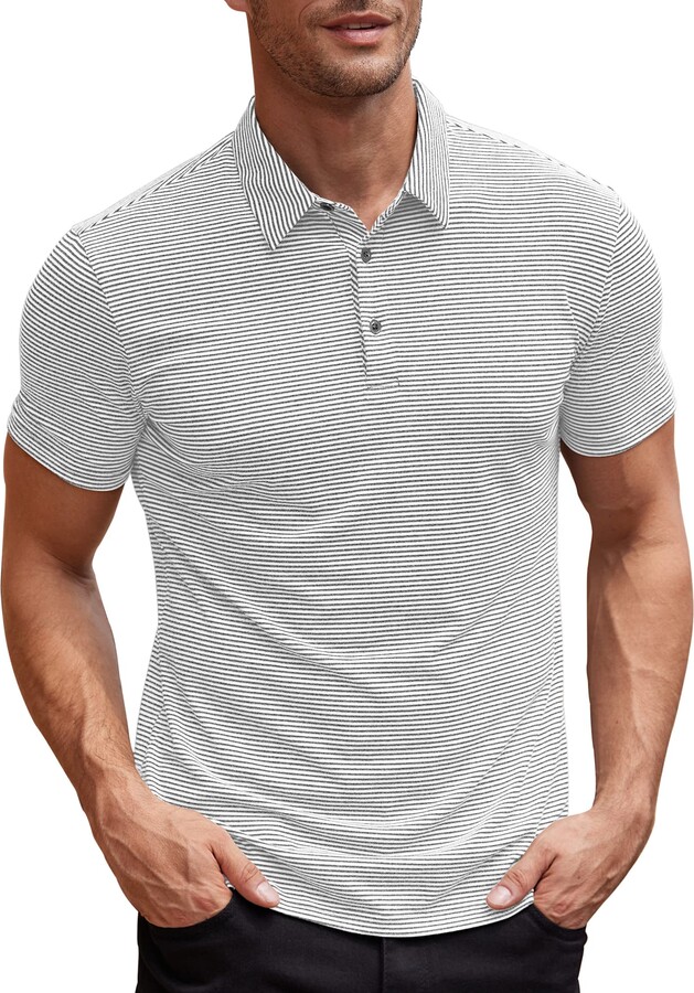 Aimeilgot Men's Golf Polo Shirts Regular Fit Performance Athletic Short ...
