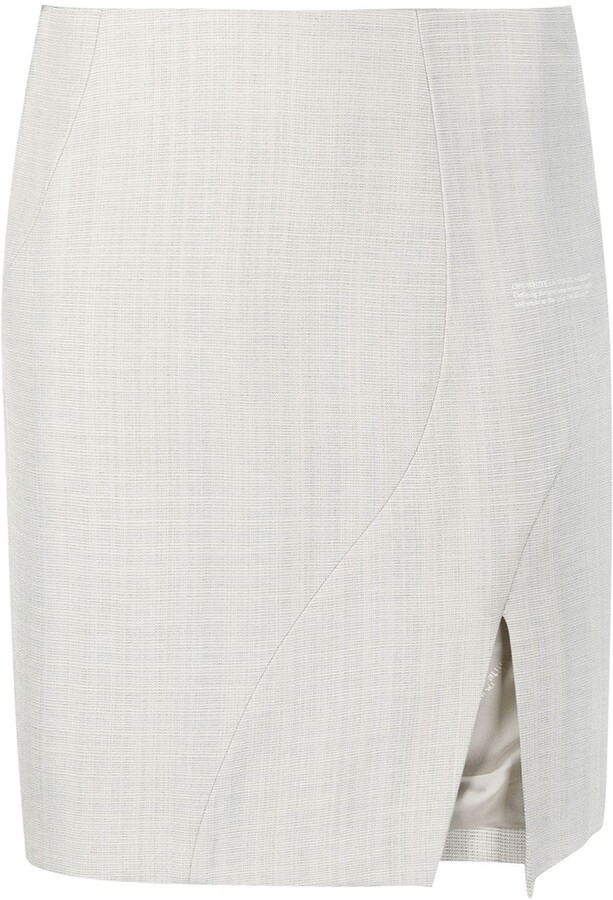 white mini skirt with slits