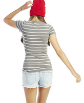 Thumbnail for your product : Wet Seal Striped V-Neck Tee