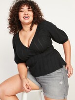 Thumbnail for your product : Old Navy Puff-Sleeve Tie-Belt Wrap Top for Women