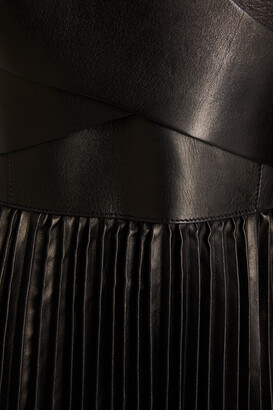 Roberto Cavalli Pleated printed leather dress