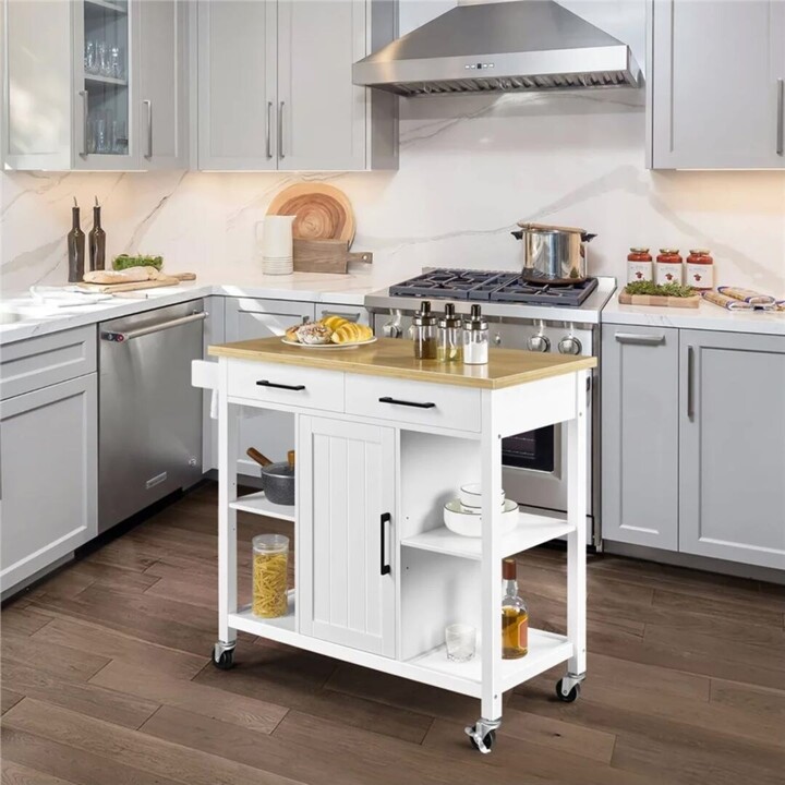 Modern Kitchen Island, Kitchen Cart With Locking Wheels, White ShopStyle