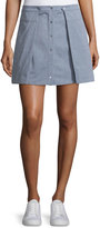Thumbnail for your product : Alexander Wang T by Oxford Cotton Pleated Mini Skirt