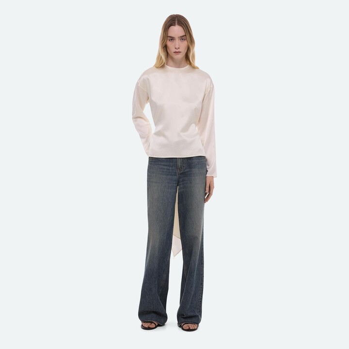 Helmut Lang Long-Sleeve Draped Scarf Top
