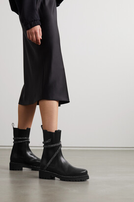 Rene Caovilla Cleo Crystal-embellished Leather Chelsea Boots Black -