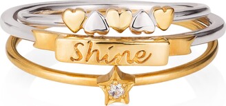 Lee Renee Women's Gold Shine Like A Star Hearts Stack Ring