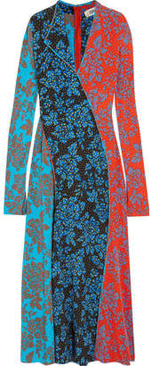 Diane von Furstenberg Paneled Printed Silk Maxi Dress - Blue