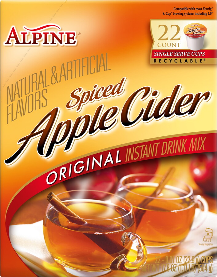 Alpine Spiced Cider Alpine Spiced Apple Cider Original Instant Drink Mix, 22 Single Serve Cups