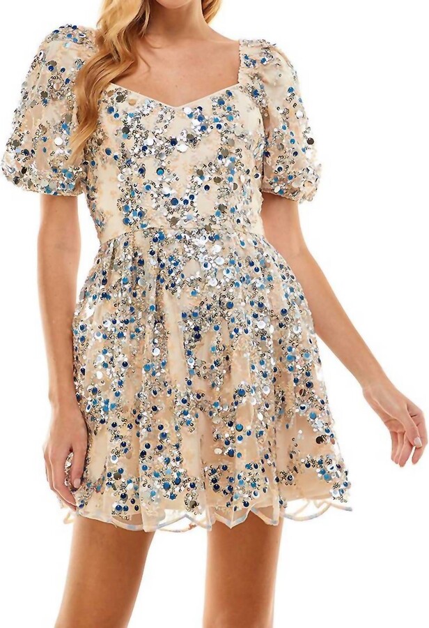 Tcec Sequin Sweetheart Dress In Nude