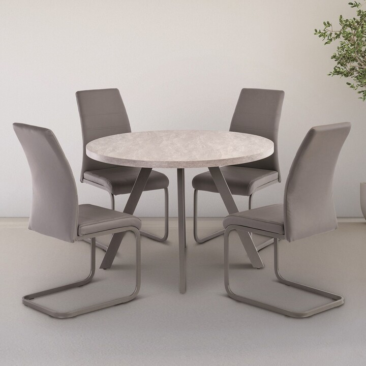 Dunelm Rimini 4 Seater Round Dining Table, Light Grey Light Grey