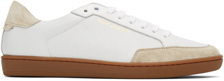 Saint Laurent White Perforated Low-Top Sneakers