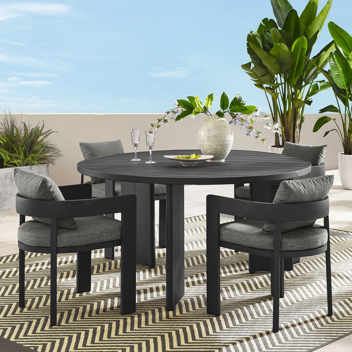 Modway Tahoe 5-Piece Outdoor Patio Aluminum Dining Set in Gray Gray