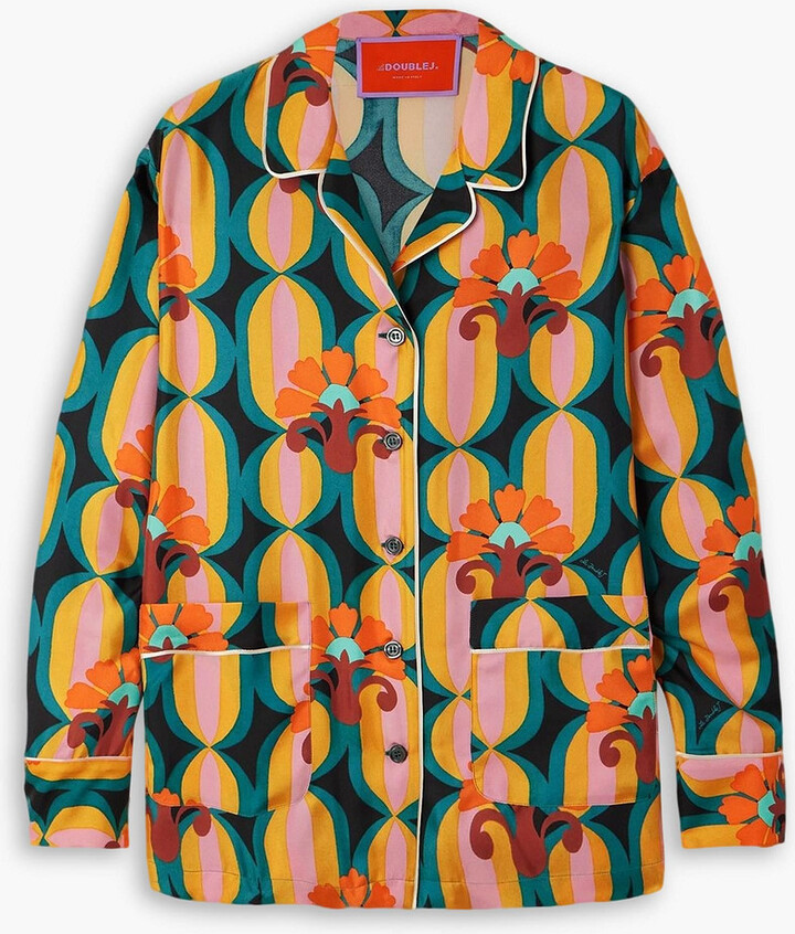 La DoubleJ Printed silk-twill shirt