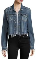 Thumbnail for your product : Paige Villa Tie-Side Distressed Cropped Denim Jacket