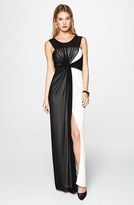 Thumbnail for your product : BCBGMAXAZRIA 'Ninah' Colorblock Overlay Twist Front Gown