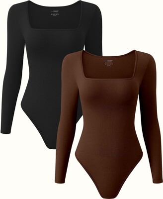 Long Sleeve Thong Bodysuit for Women 2023 Fall Fashion Shirt Tummy Control  Tops