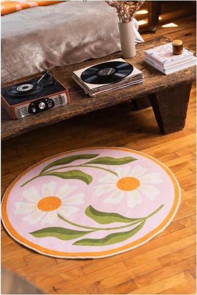 Lany Space LanySpaceJessicaMillerDualDaisyPinkRoundRug