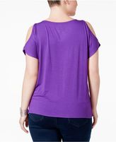 Thumbnail for your product : INC International Concepts Plus Size Cold-Shoulder V-Neck T-Shirt, Created for Macy's
