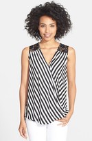 Thumbnail for your product : Olivia Moon Sleeveless Lace Inset Faux Wrap Top