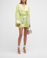 Thumbnail for your product : Alexis Karine Blouson-Sleeve Satin Mini Wrap Dress