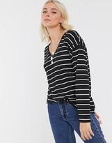 Thumbnail for your product : ASOS DESIGN slouchy v-neck sleeve stripe t-shirt