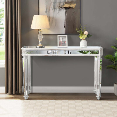Ophelia & Co. Mirror Console Table Vintage Wood Grain Carving Process Gorgeous and Noble for Entryway, Sofa Table,Living Room(48''W x 32.3''H)