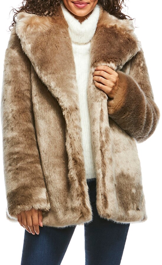 Donna Salyer's Fabulous-Furs Notch Collar Faux Fur Coat - ShopStyle