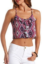 Thumbnail for your product : Charlotte Russe Aztec Print Swing Ruffle Crop Top