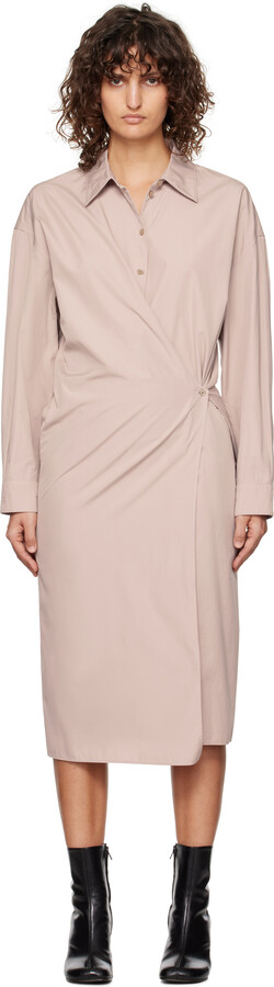 Lemaire Pink Straight Collar Twisted Midi Dress