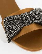 Thumbnail for your product : ASOS DESIGN Fuji Embellished Bow Sliders