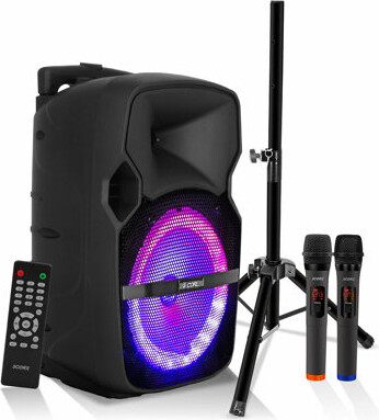 5 Core Party Speaker Bluetooth 400W Big Powered Rechargeable Outdoor PA DJ System w 2 Wireless Mics