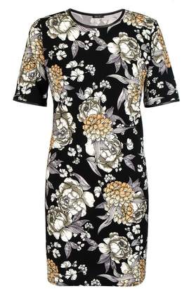 Quiz Black White And Mustard Crepe Floral Tunic