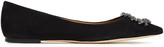 Thumbnail for your product : Tory Burch Crystal-embellished Suede Point-toe Flats